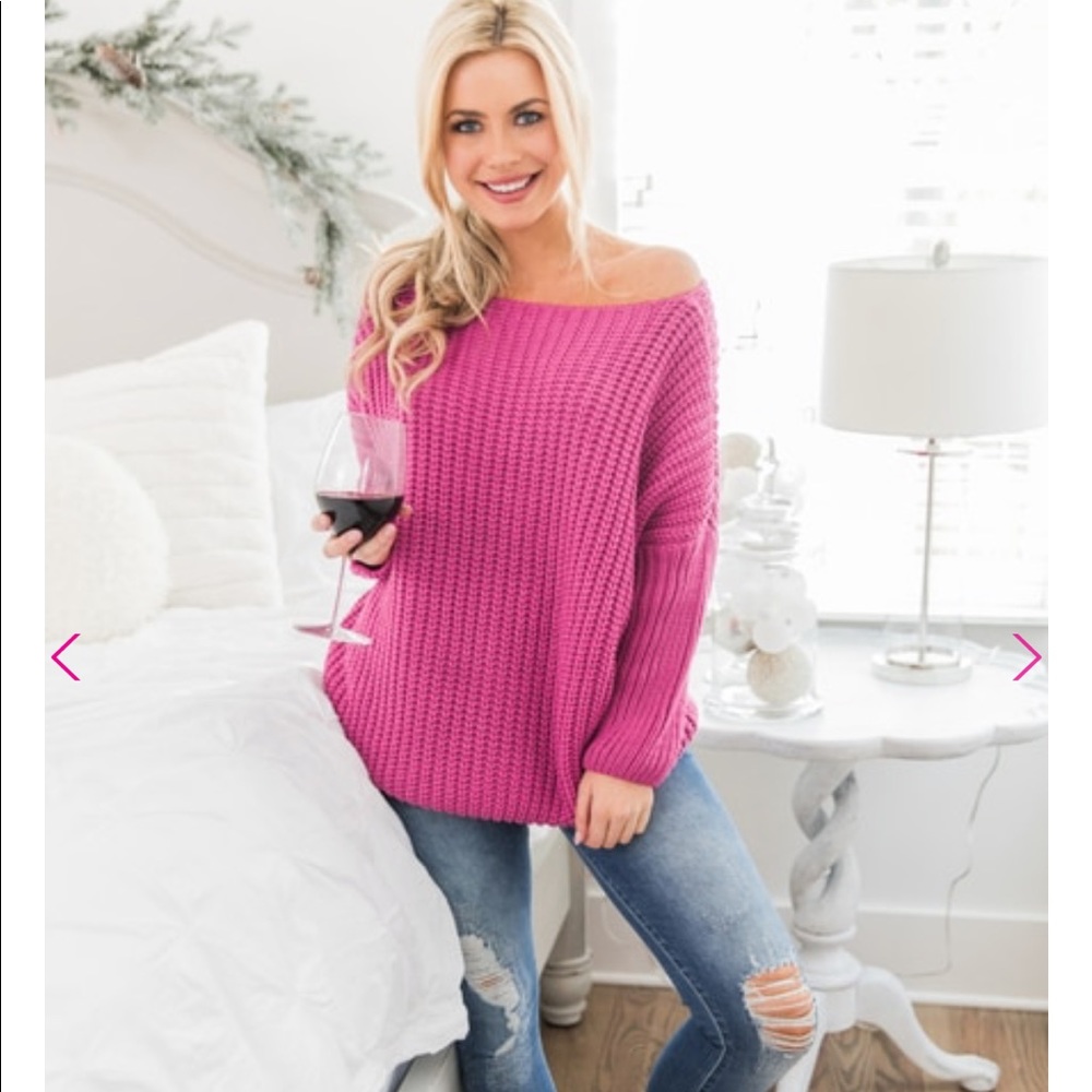 LessonsinLove Sweater Magenta (Pink Lily Boutique)